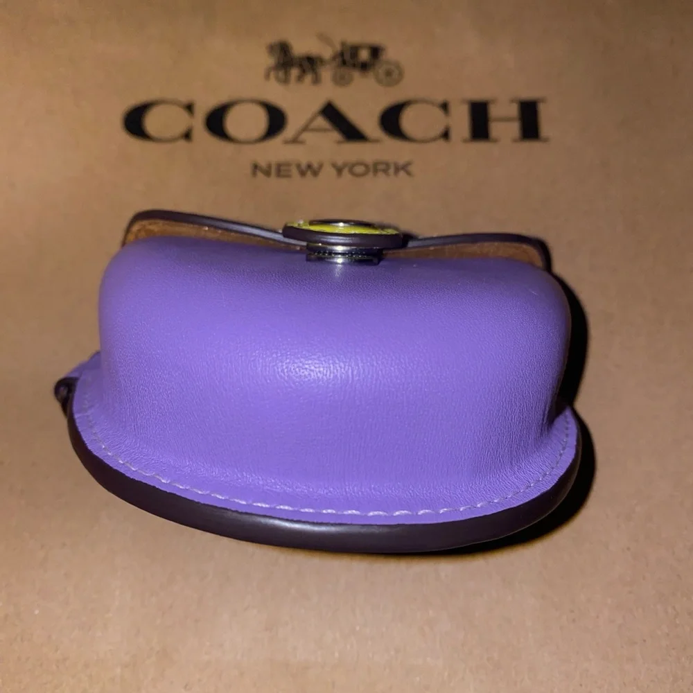 Coach 💜🧡💛 Mini Saddle Bag Charm In Colorblock New - Picture 3 of 5